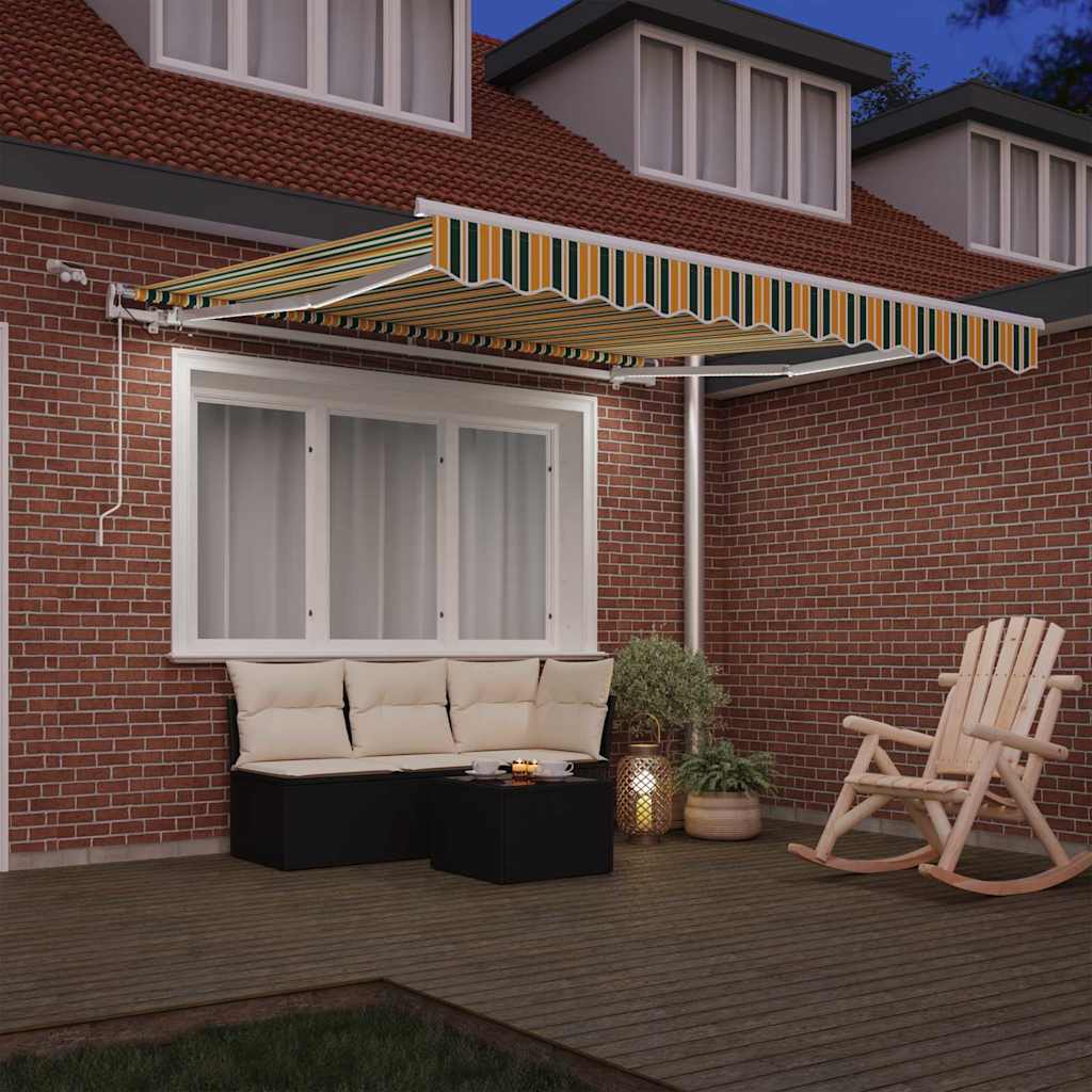 Skrovita tenda Zelena i žuta 300 x 250 cm Poliester i metal