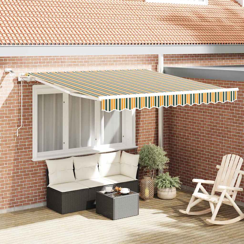 Skrovita tenda Zelena i žuta 300 x 250 cm Poliester i metal