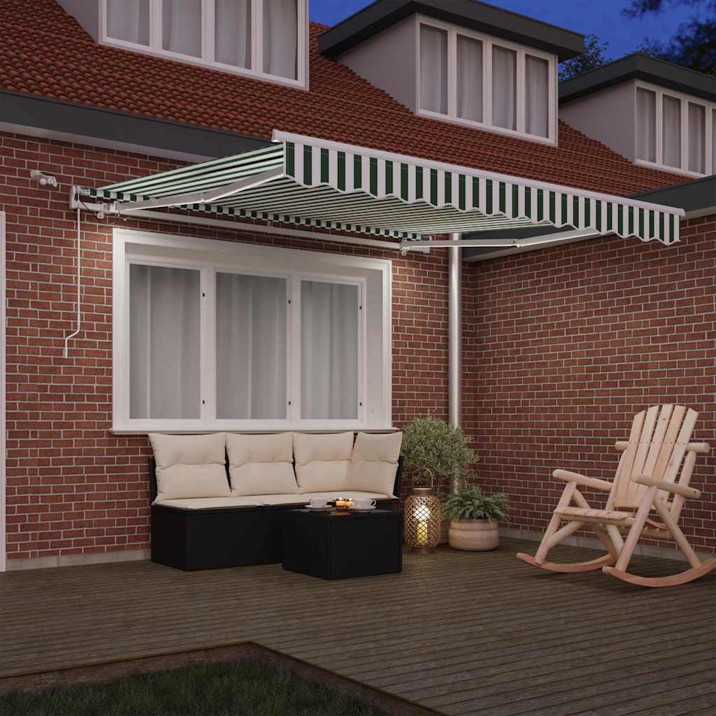 Skrovita tenda Zelena i bijela 300 x 250 cm Poliester i metal