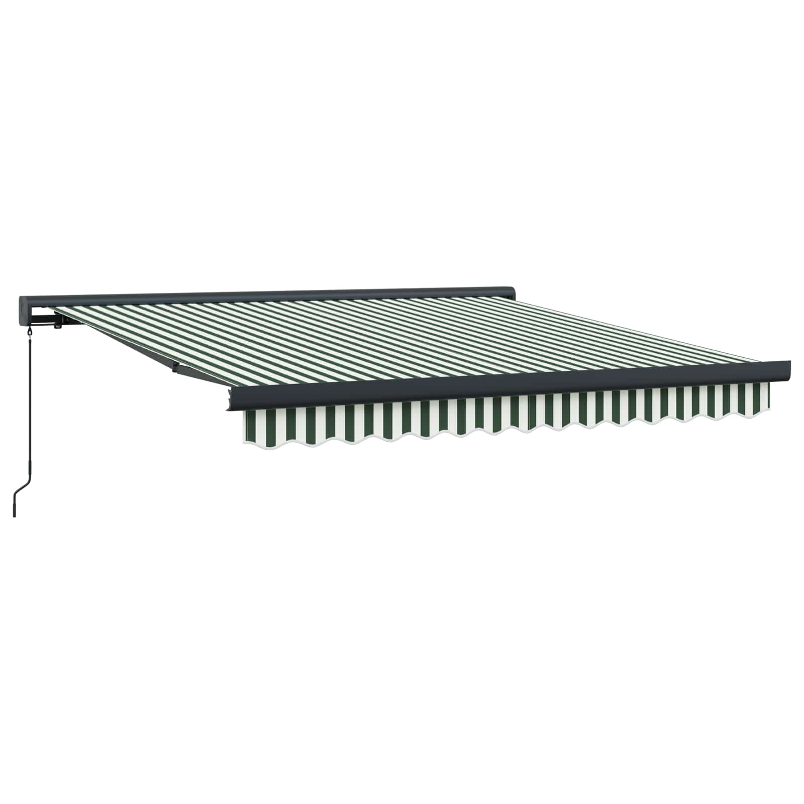 Skrovita tenda Zelena i bijela 300 x 250 cm Tkanina i Metal