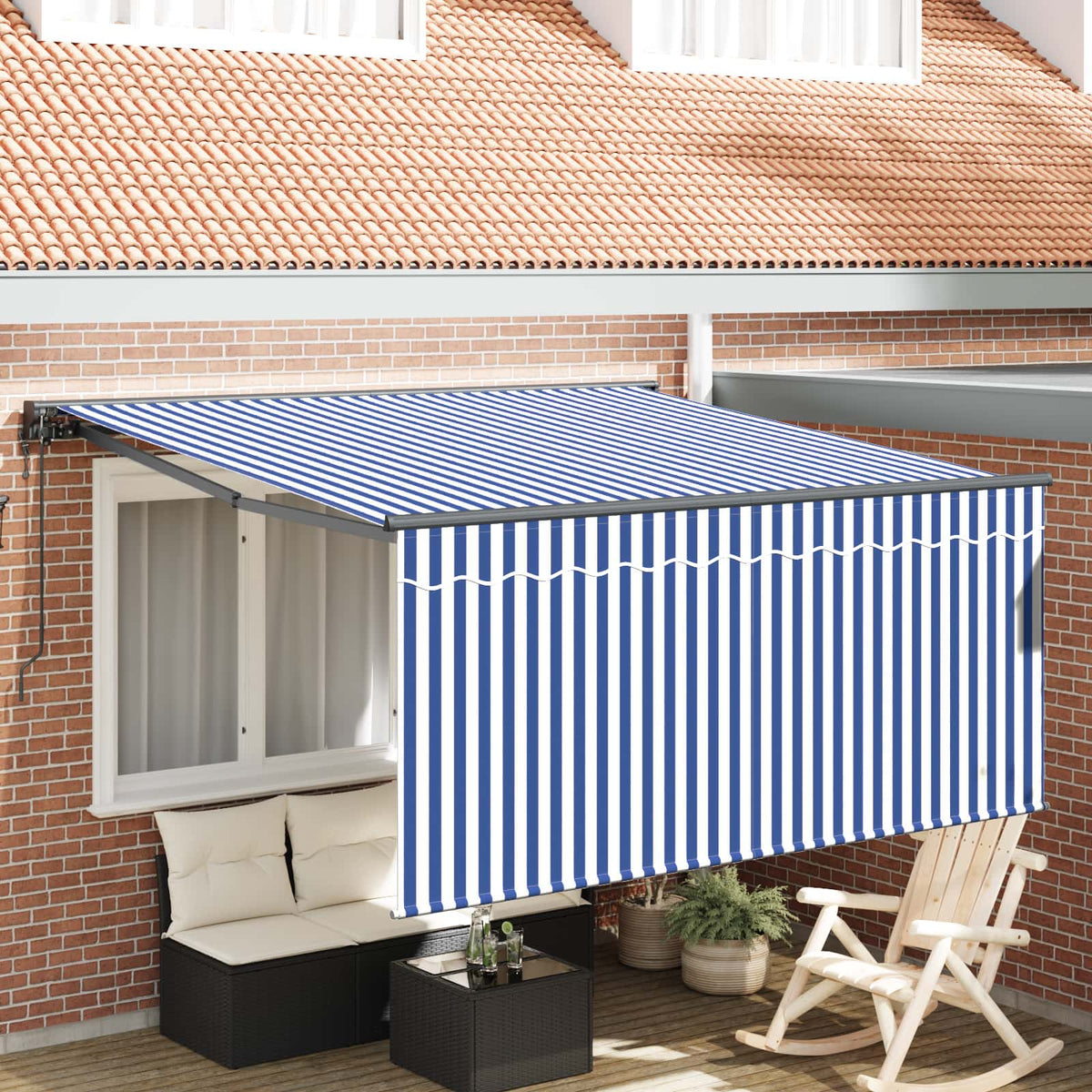 Povlačivi tende Plava i bijela 350 x 250 cm