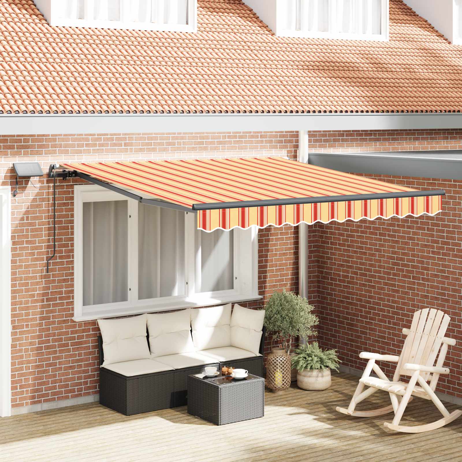 Skrovita tenda žuta i narančasta 350 x 250 cm tkanina