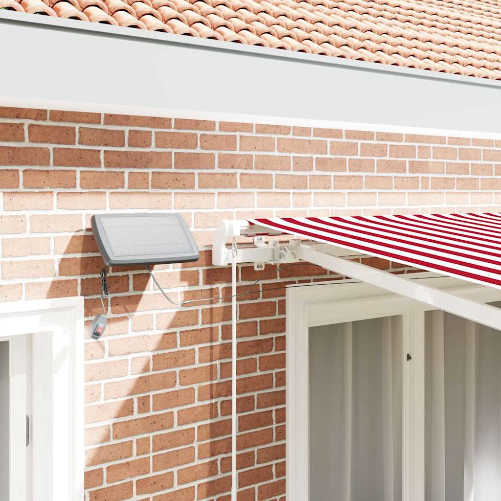Skrovita tenda Crvena i bijela 350 x 250 cm Tkanina i čelik
