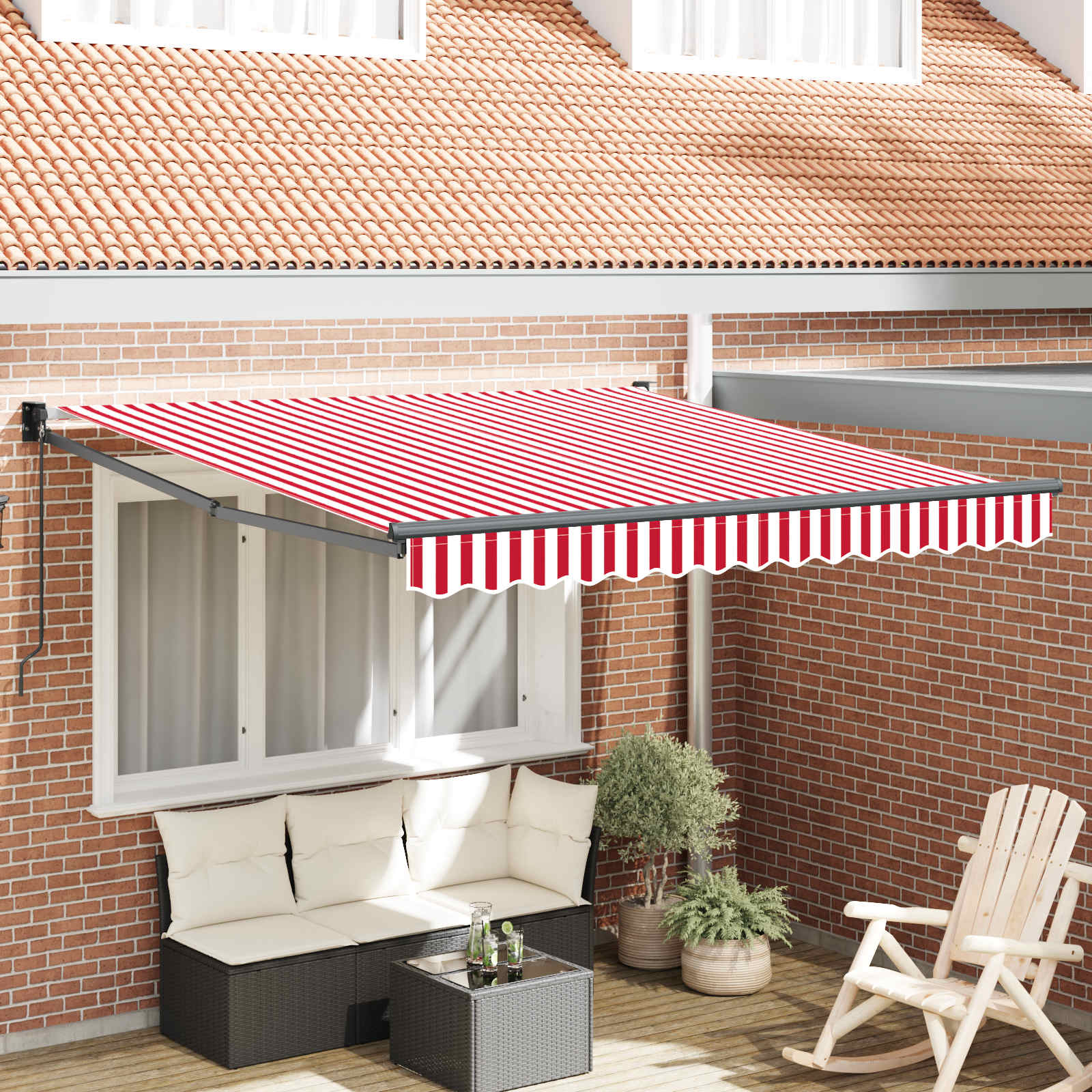 Skrovita tenda Crvena i bijela 350 x 250 cm