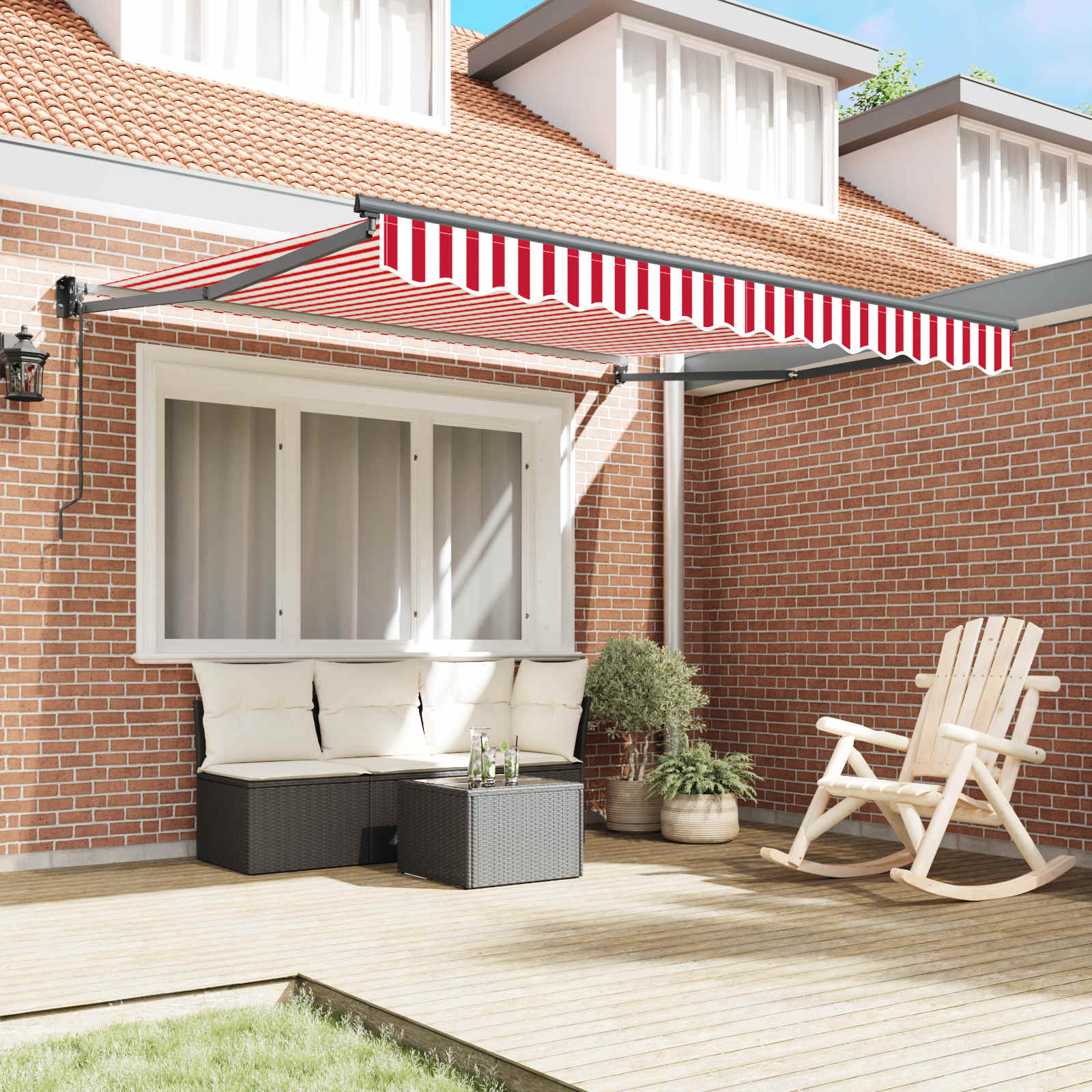 Skrovita tenda Crvena i bijela 350 x 250 cm