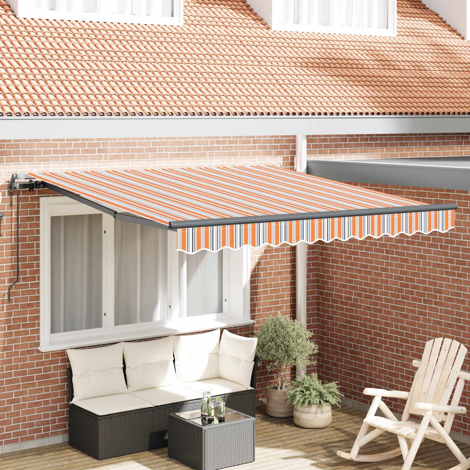 Skrovita tenda Šareni 350 x 250 cm Tkanina i Aluminij