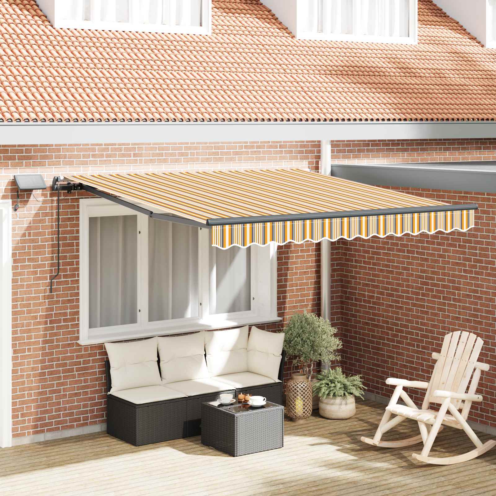 Skrovita tenda S LED lampica Šareni 350 x 250 cm tkanina