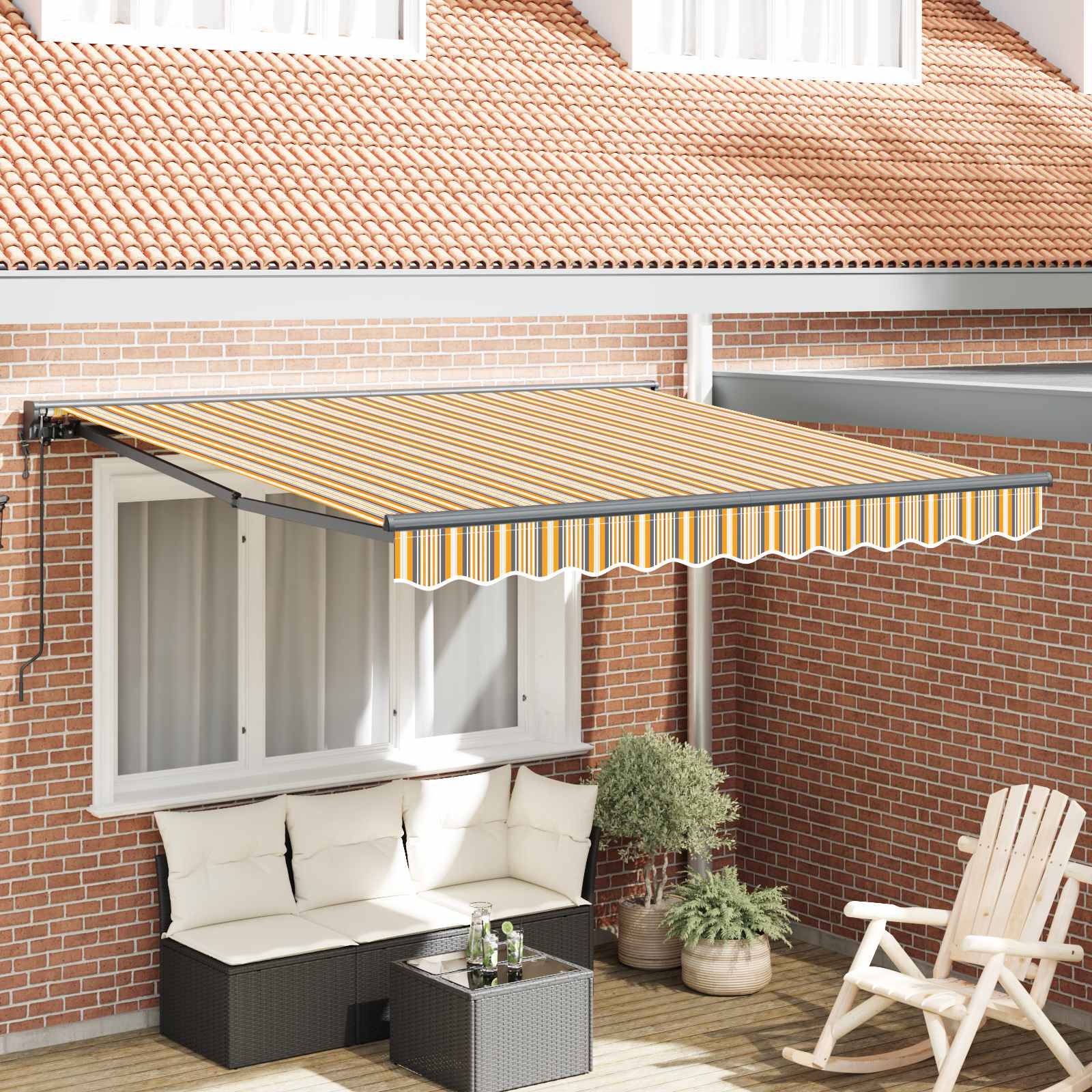 Okvir tende Žuta i Siva 350 x 250 cm Poliester s PU premazom