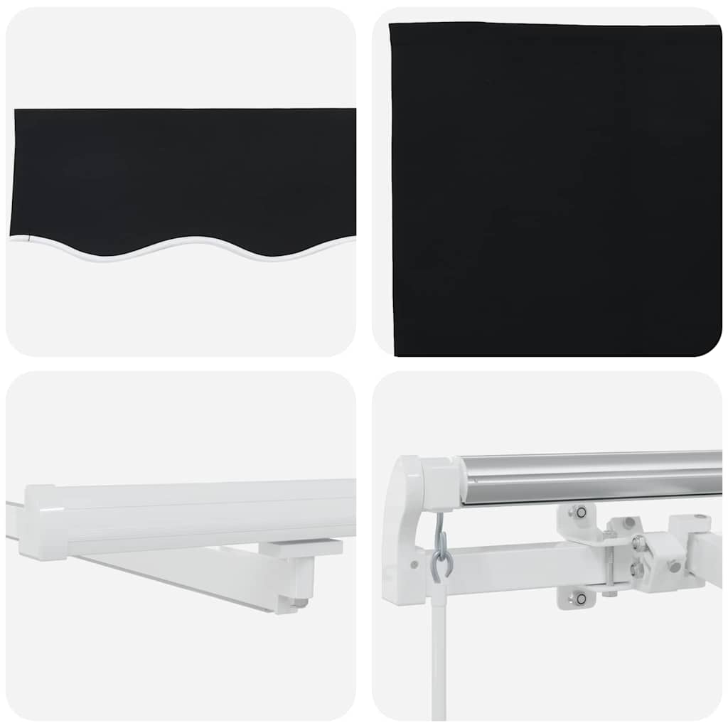 Skrovita tenda Crna 350 x 250 cm Tkanina i čelik