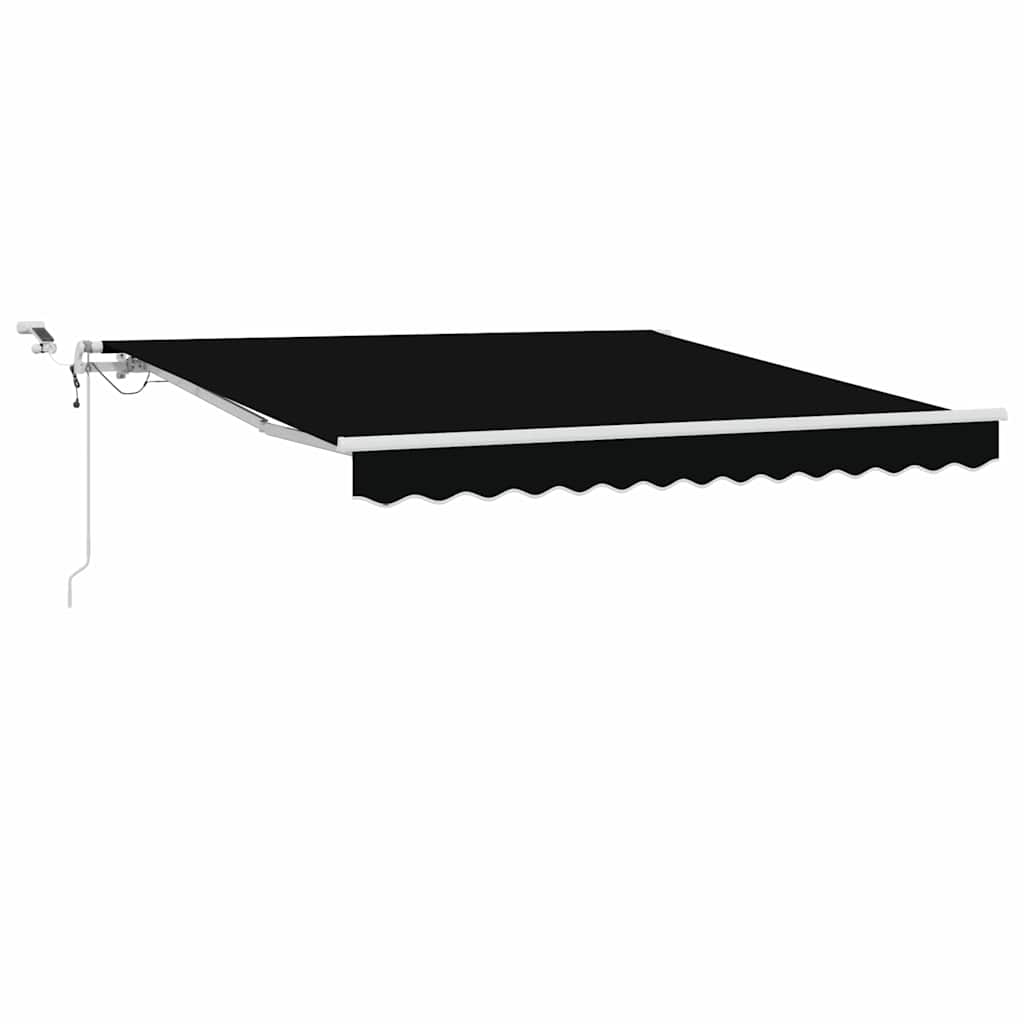 Skrovita tenda Crna 350 x 250 cm Poliester i metal