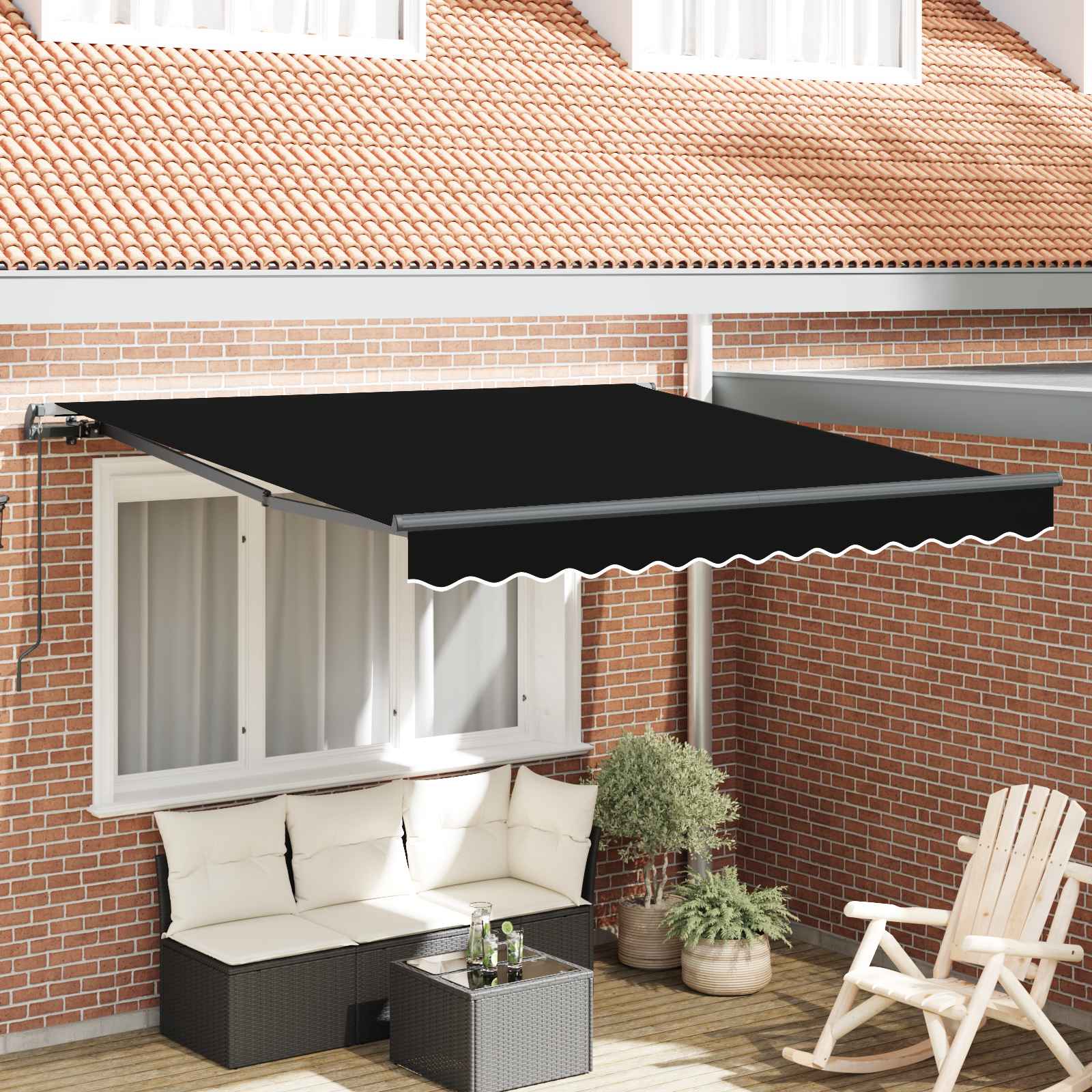 Povlačivi tende Crna 350 x 250 cm Poliester i aluminij