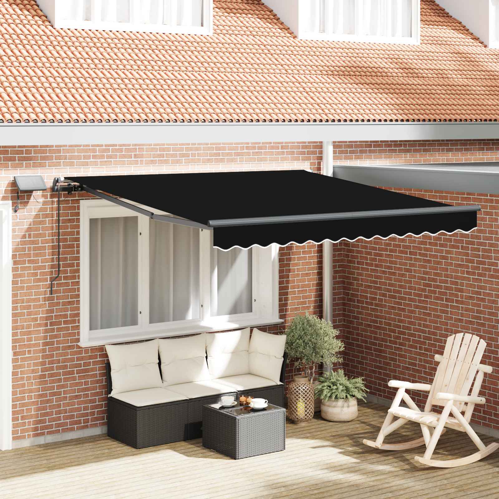 Skrovita tenda S LED lampica Crna 350 x 250 cm tkanina