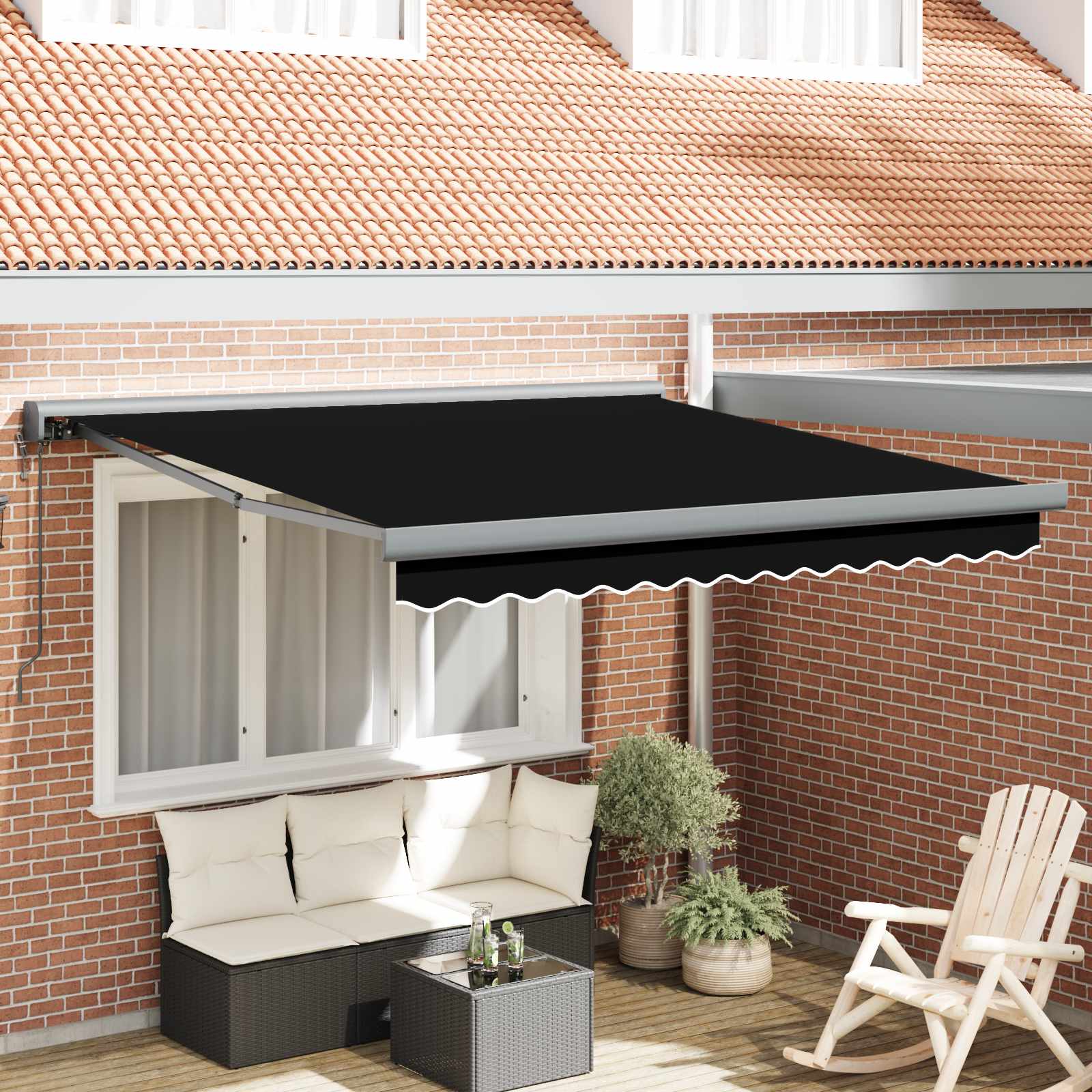 Nadstrešnica Crna 350 x 250 x 165 cm Poliester i aluminij