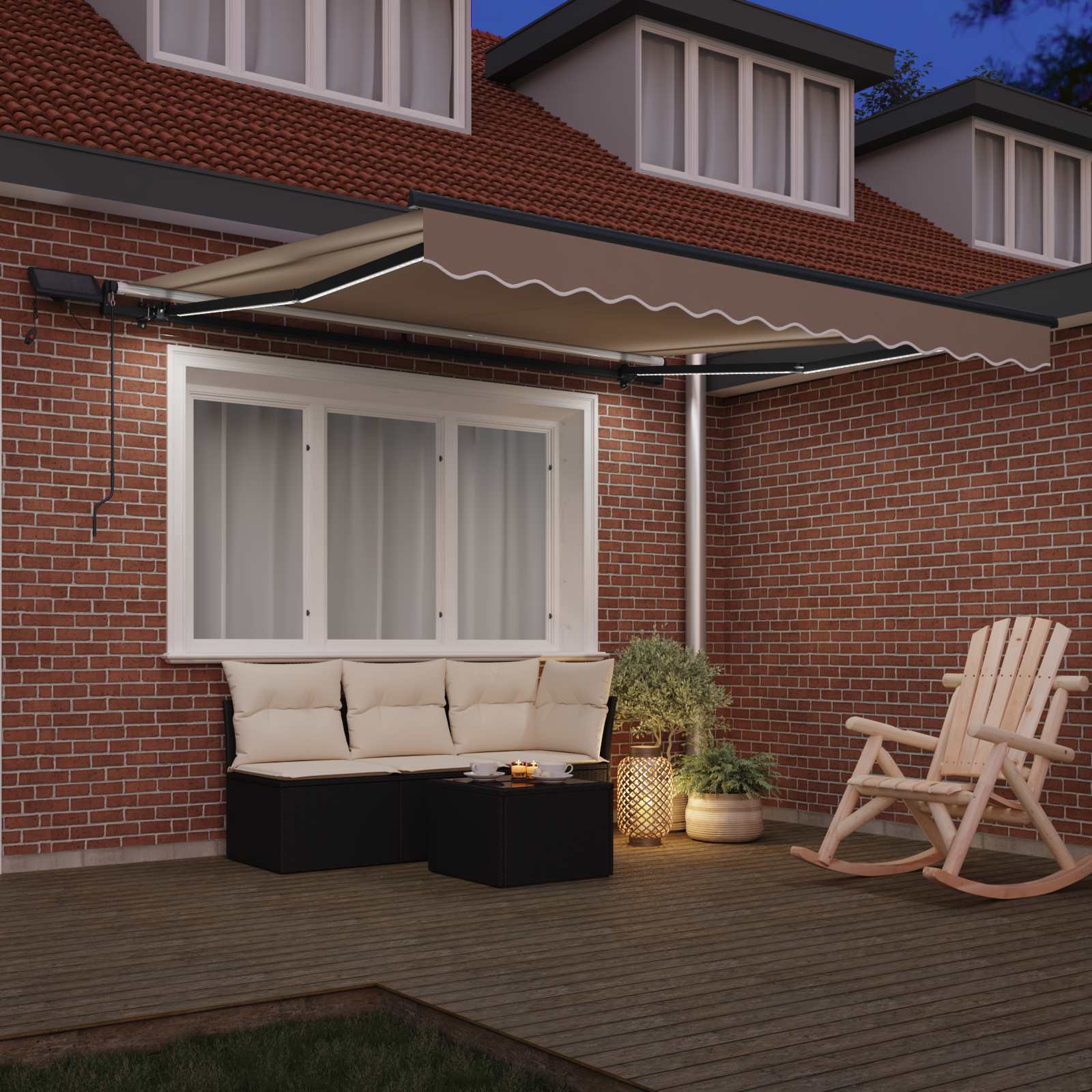 Skrovita tenda S LED lampica Bež 350 x 250 cm tkanina