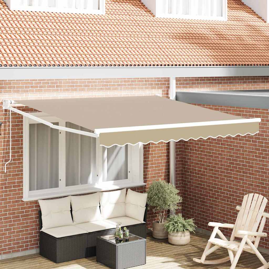 Skrovita tenda Bež 350 x 250 cm Poliester i aluminij
