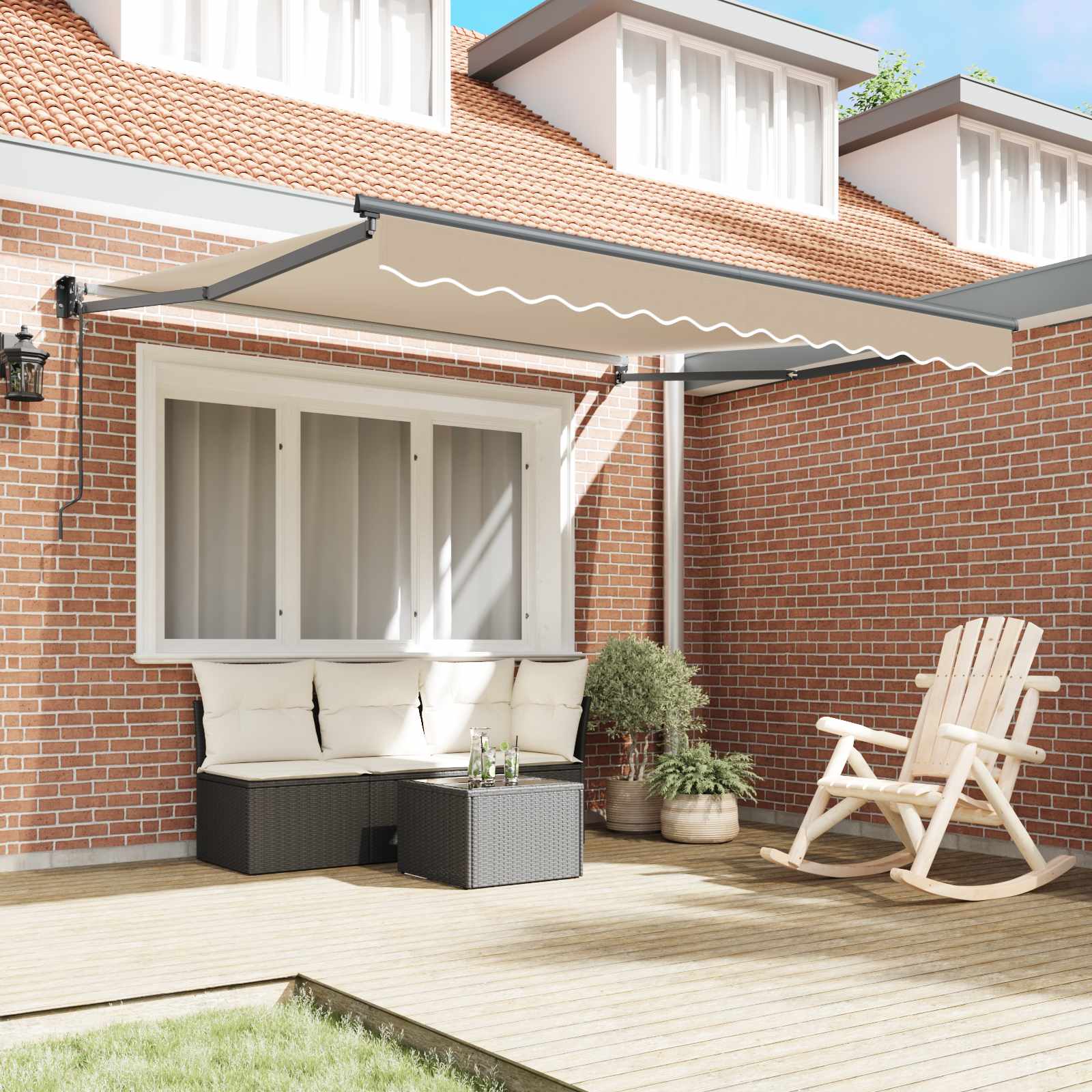 Skrovita tenda Bež 350 x 250 cm Poliester i aluminij