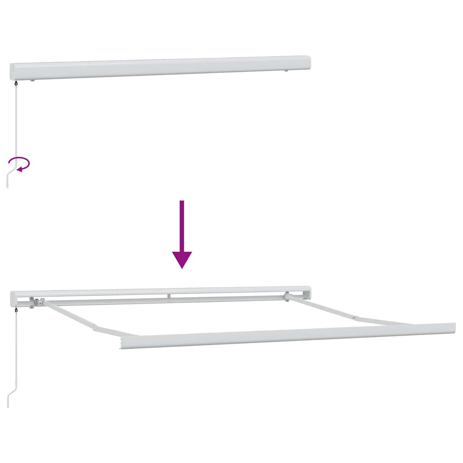 Skrovita tenda Bež 350 x 250 cm Tkanina i Metal