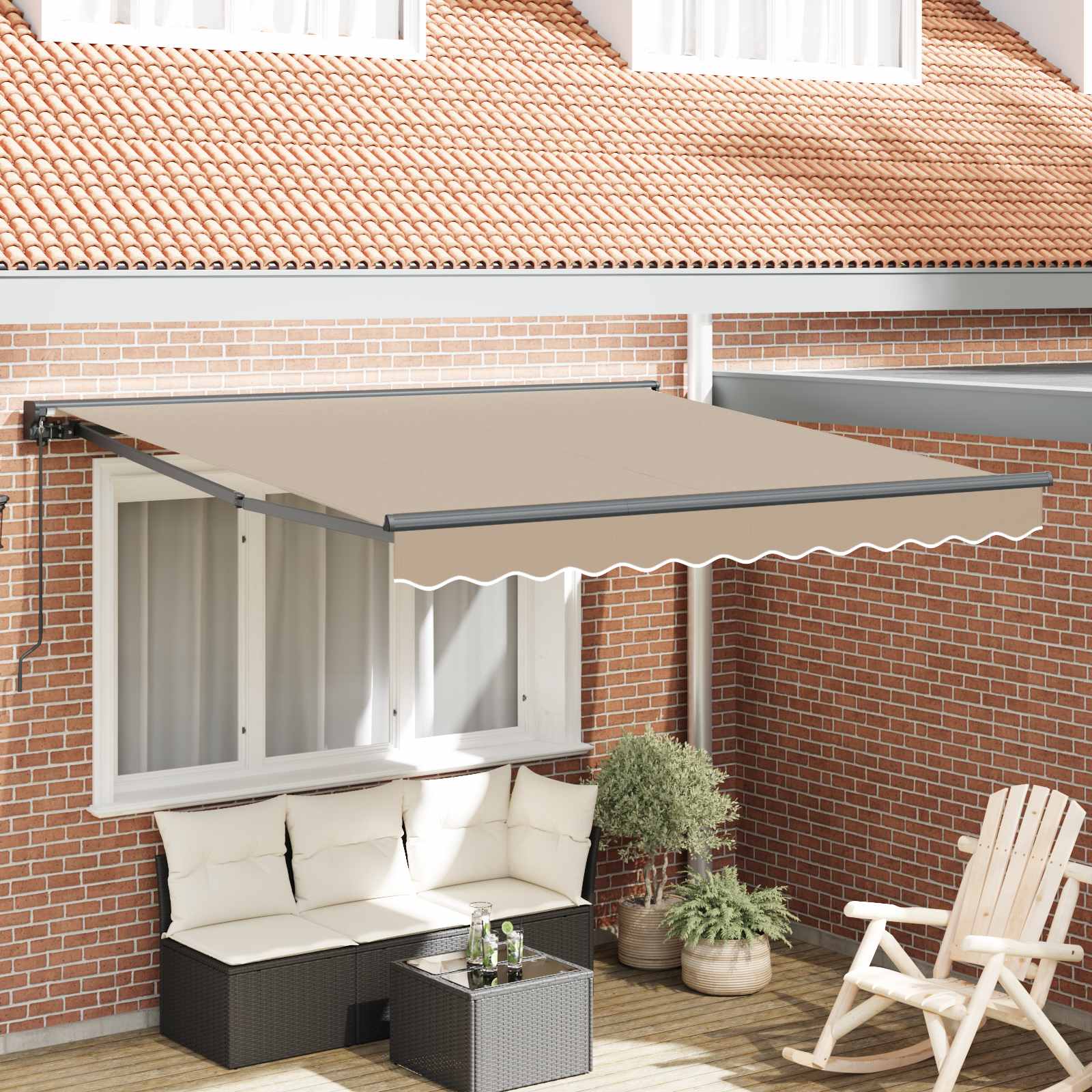 Okvir tende Bež 350 x 250 cm Poliester s PU premazom