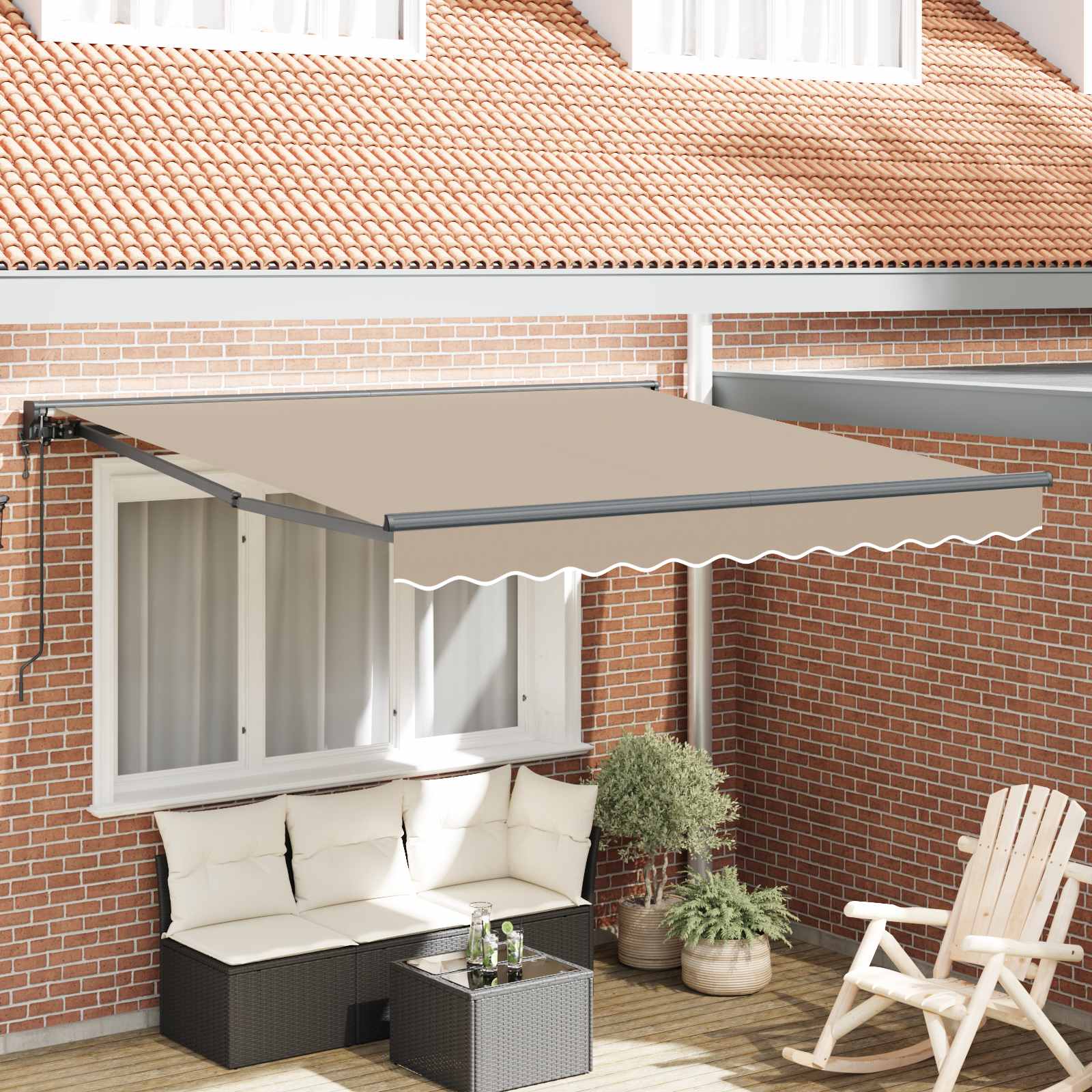 Okvir tende Bež 350 x 250 cm Poliester s PU premazom