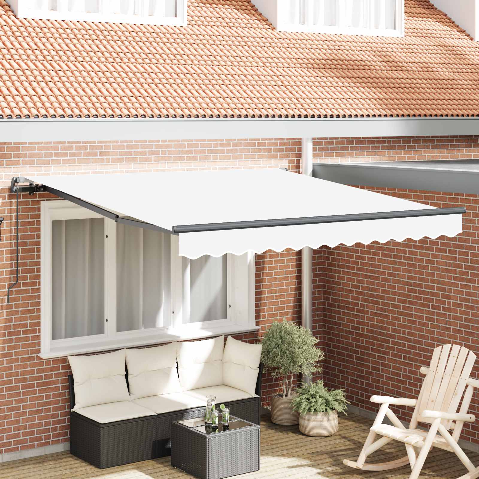 Skrovita tenda Bijelo 350 x 250 cm Poliester i čelik