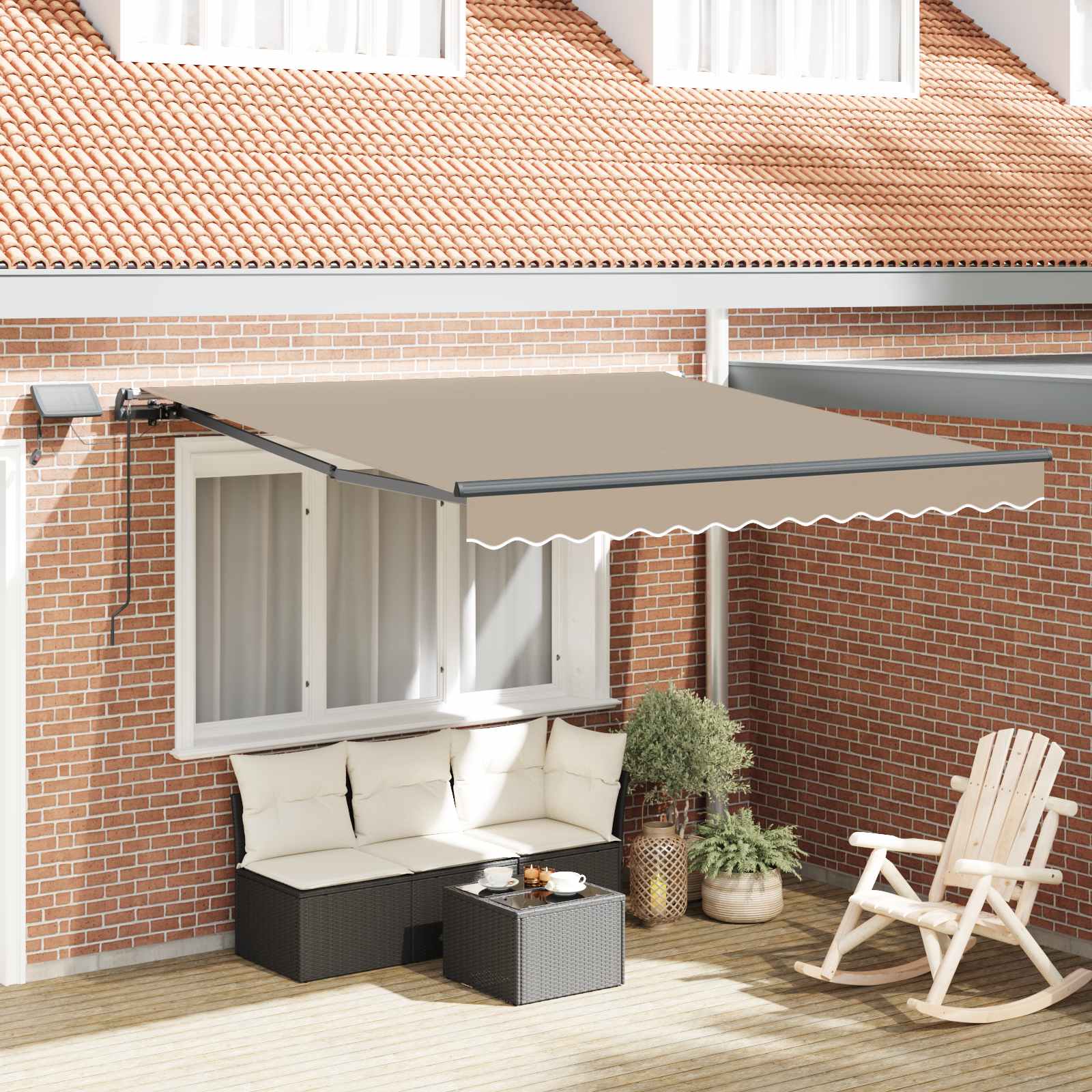 Skrovita tenda S LED lampica Bijelo 350 x 250 cm tkanina
