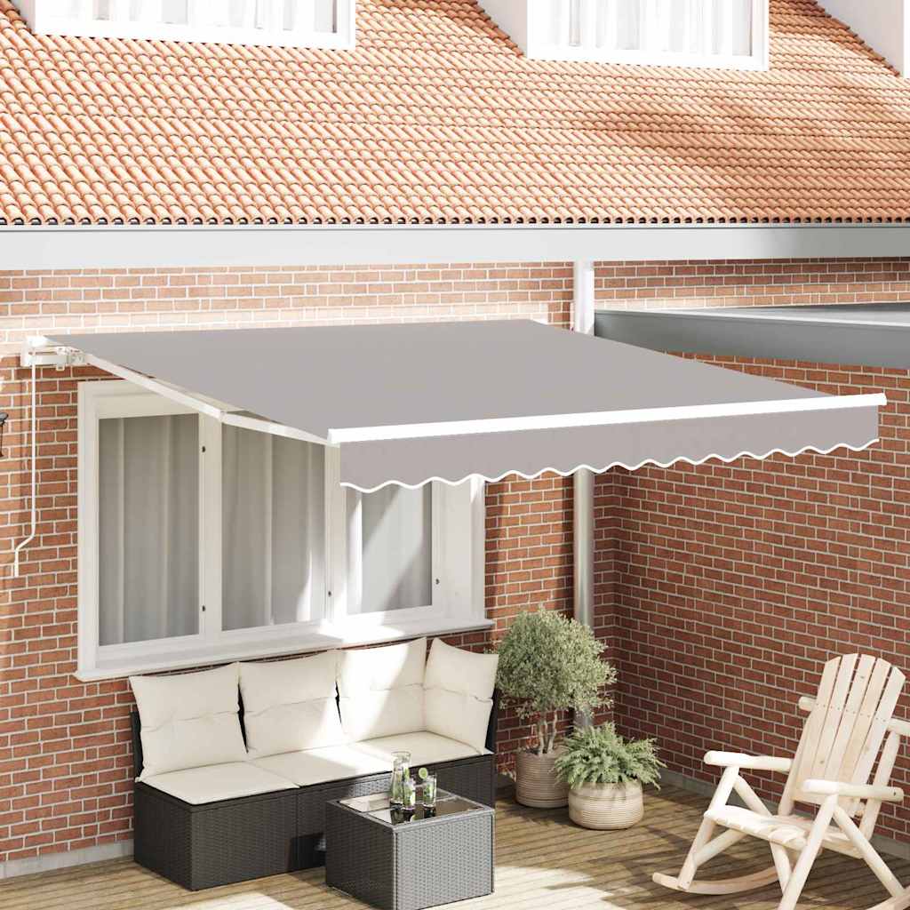 Skrovita tenda Svijetlo siva 350 x 250 cm Poliester i aluminij