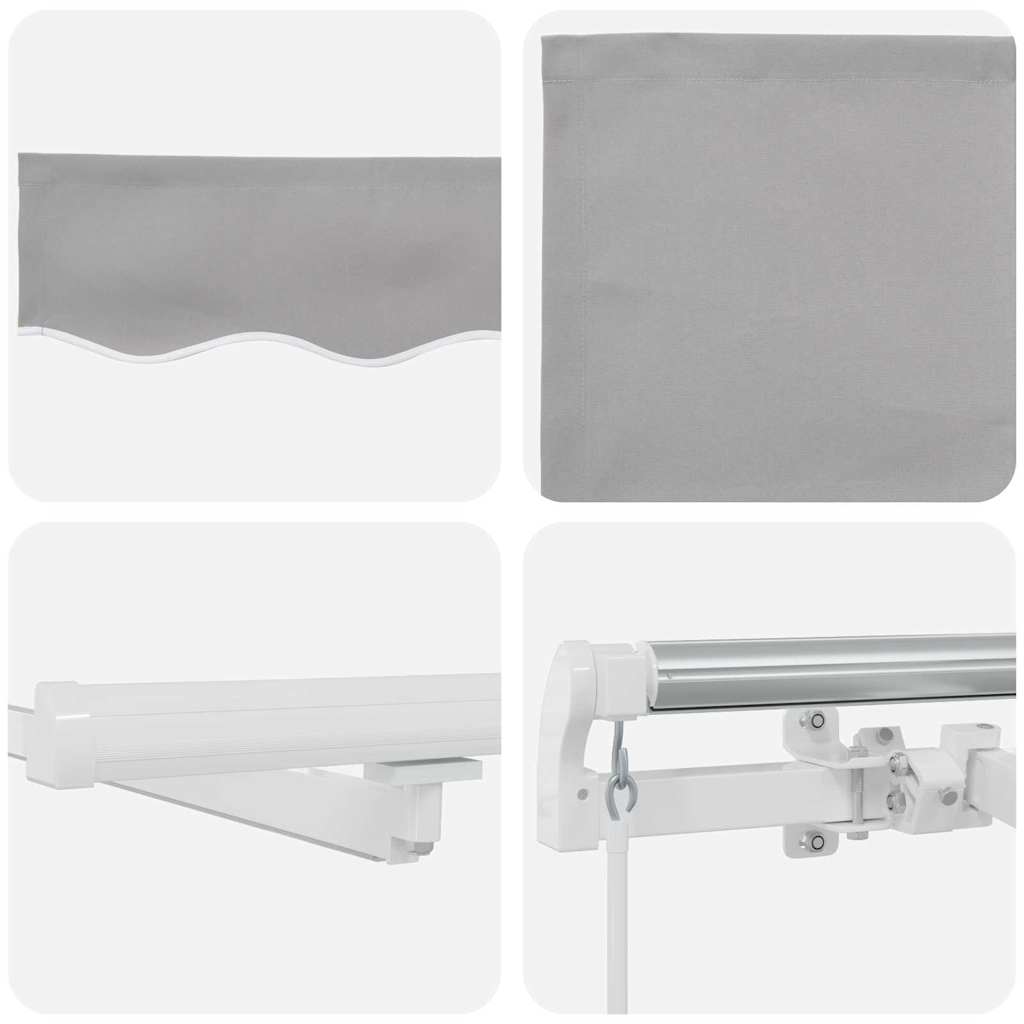 Skrovita tenda Svijetlo siva 350 x 250 cm Tkanina i čelik