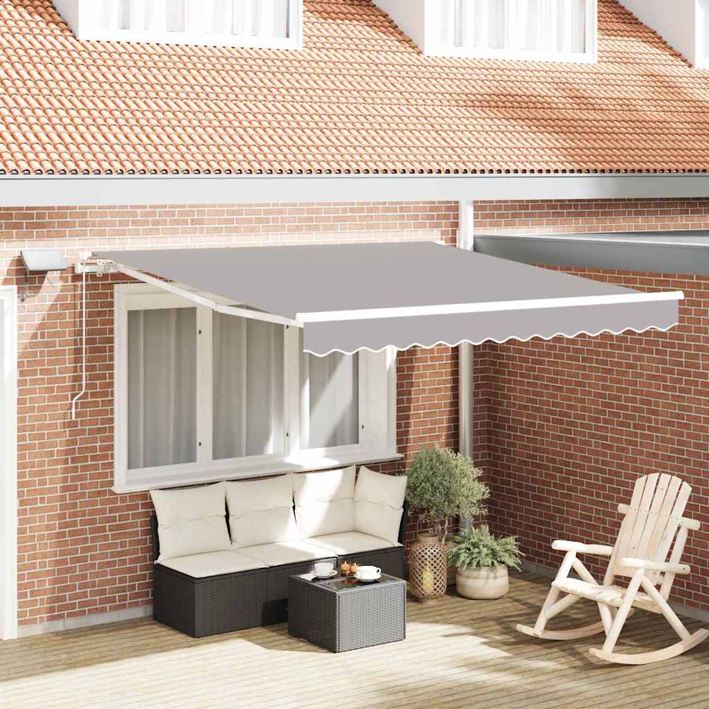 Skrovita tenda Svijetlo siva 350 x 250 cm Tkanina i čelik