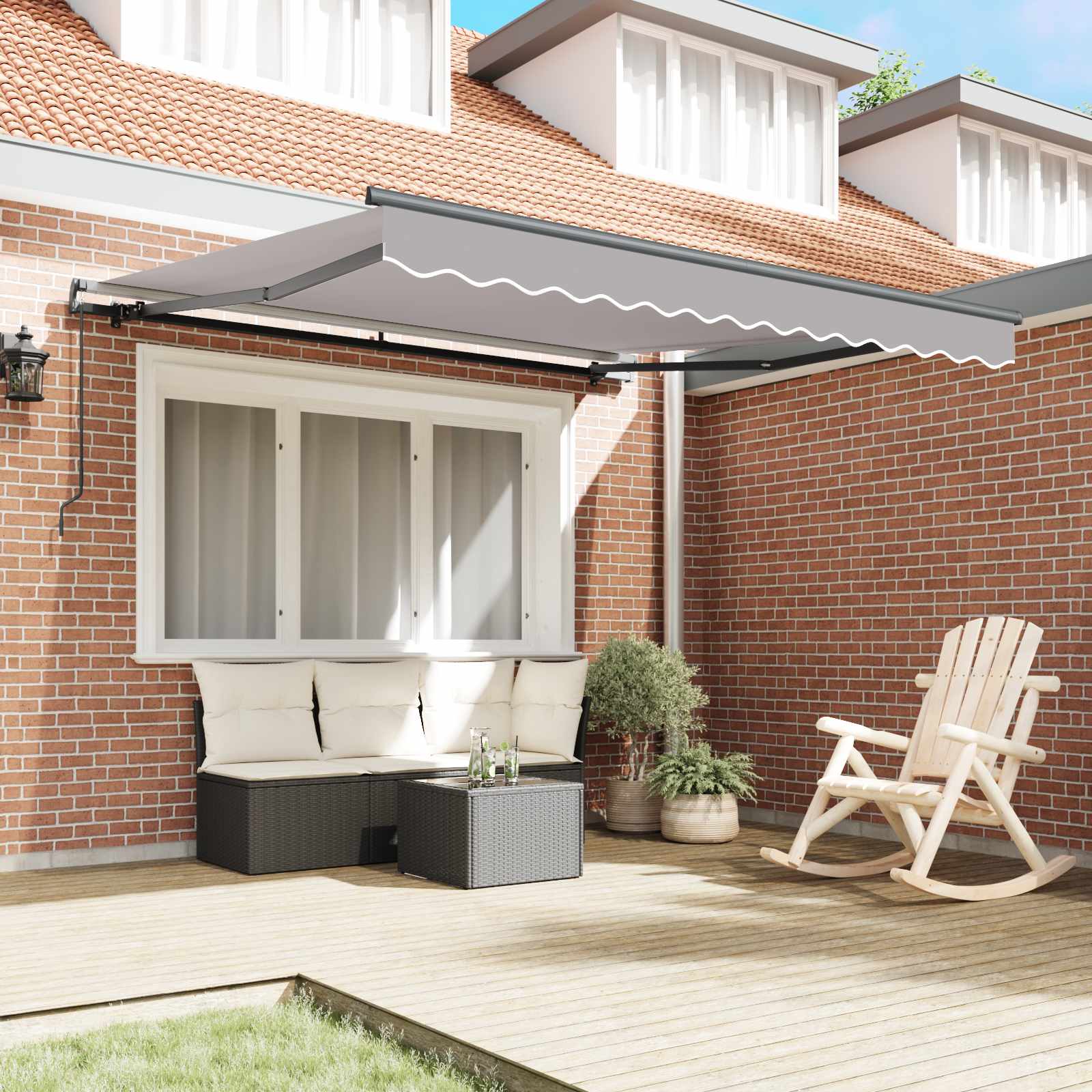 Skrovita tenda Svijetlo siva 350 x 250 cm Poliester i čelik
