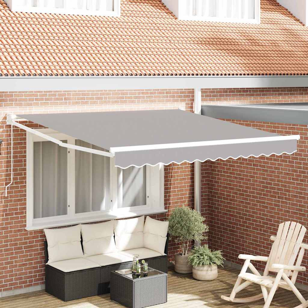 Skrovita tenda Svijetlo siva 350 x 250 cm Poliester i aluminij