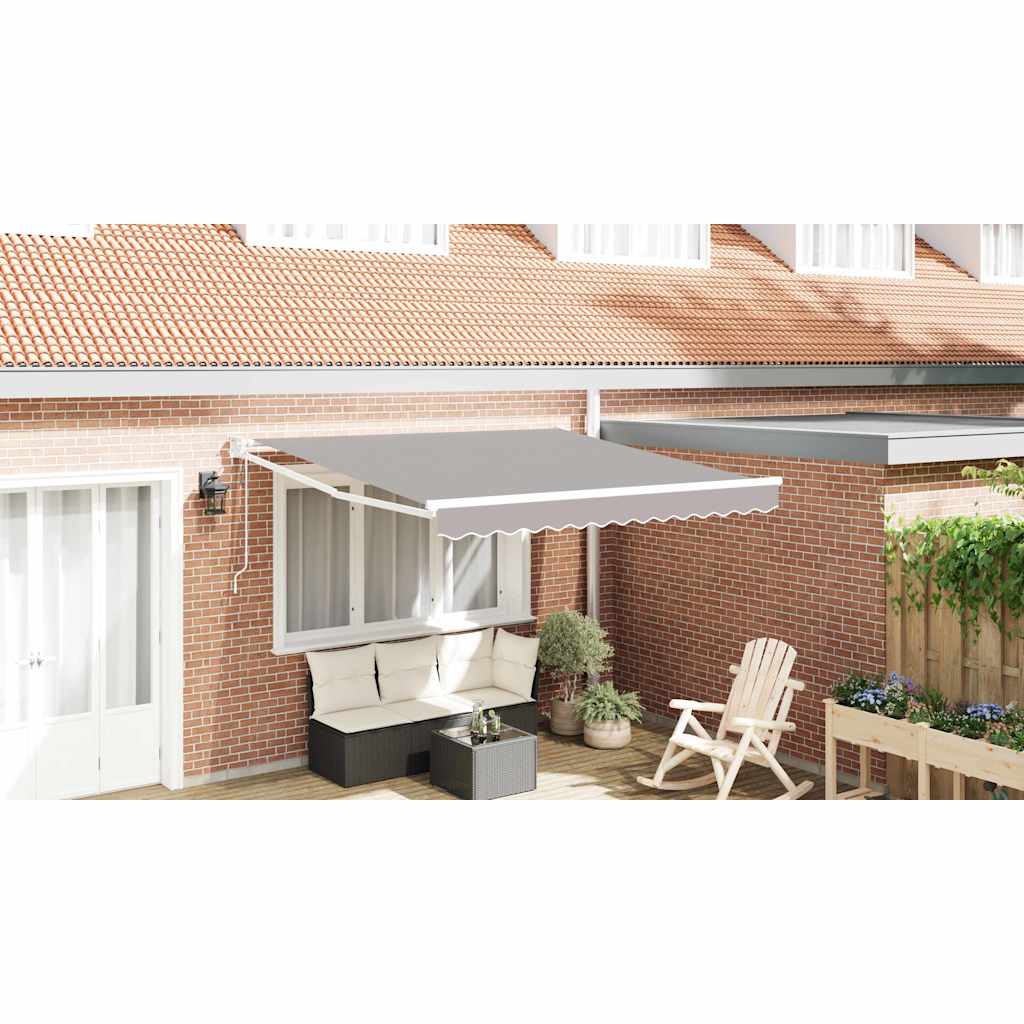 Skrovita tenda Svijetlo siva 350 x 250 cm Poliester i aluminij