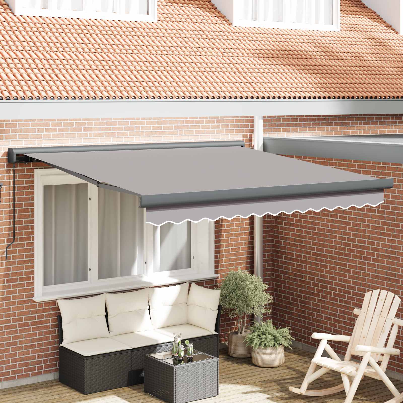 Skrovita tenda Svijetlo siva 350 x 250 cm Tkanina i Metal