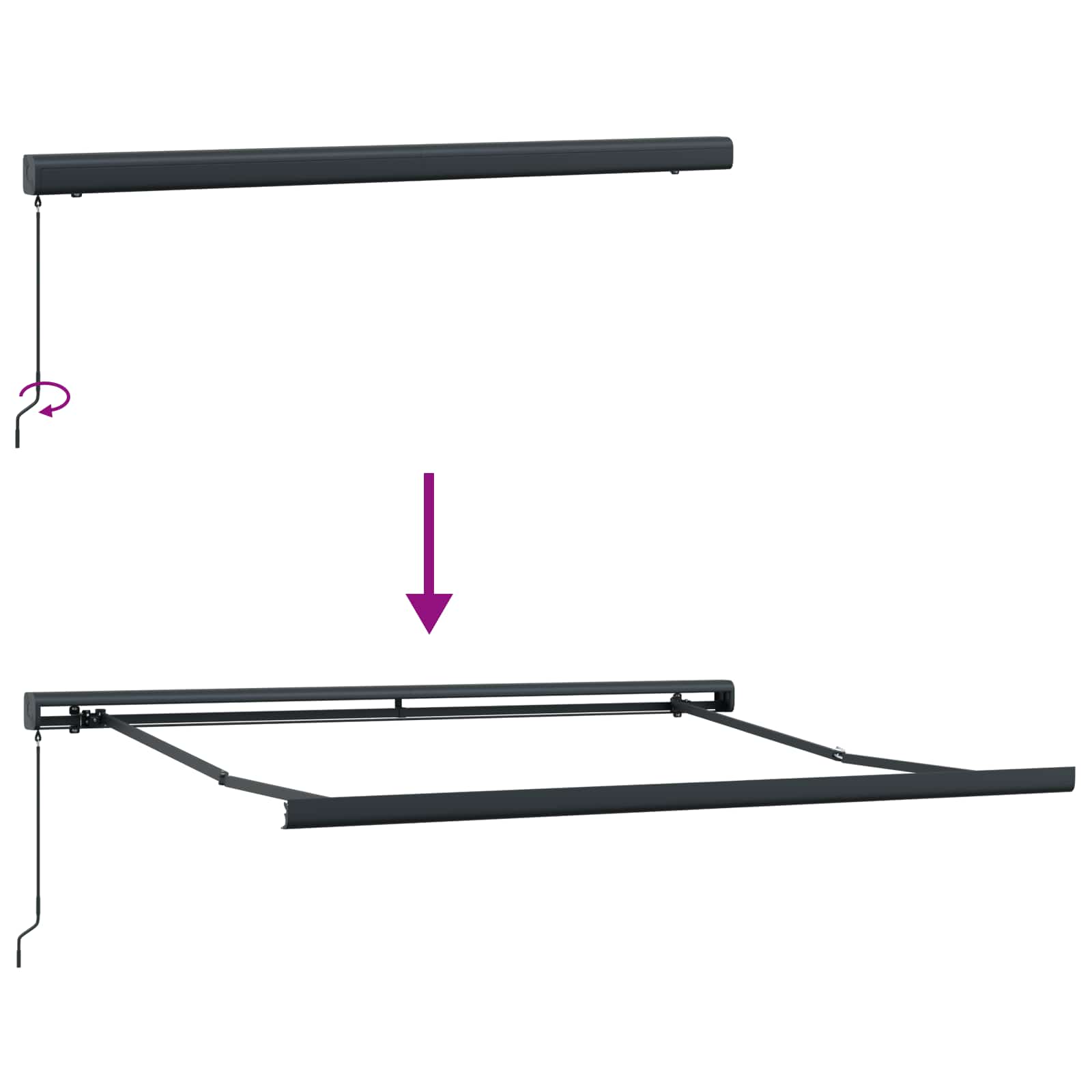Povlačivi tende Svjetlosiva 350 x 250 cm Platno i Aluminij