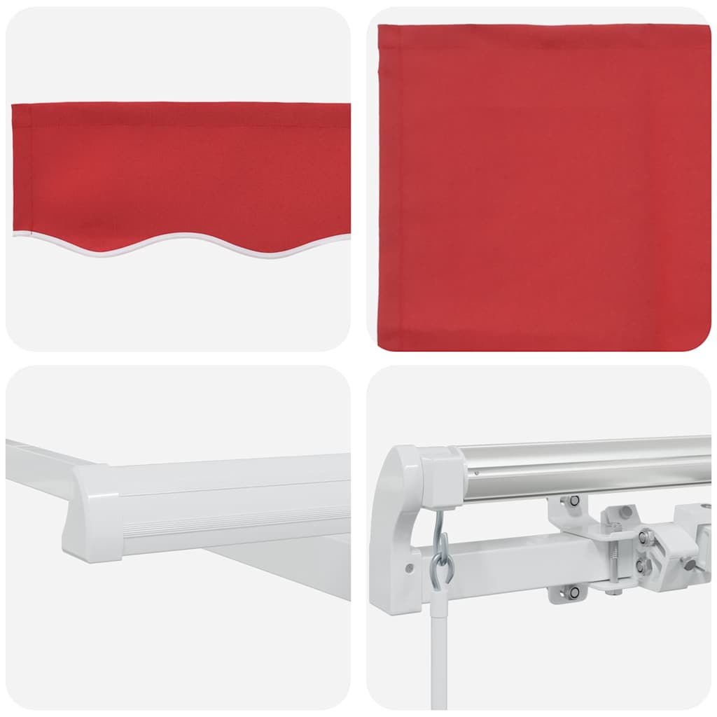 Skrovita tenda Crvena 350 x 250 cm Poliester i aluminij