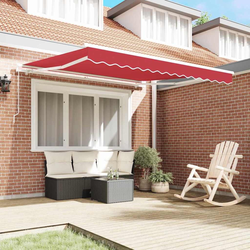 Skrovita tenda Crvena 350 x 250 cm Poliester i aluminij
