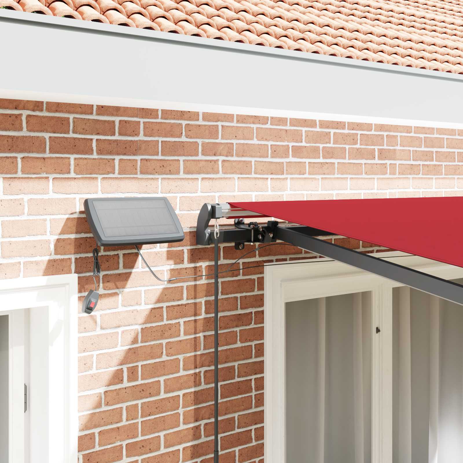 Skrovita tenda S LED lampica Crvena 350 x 250 cm tkanina