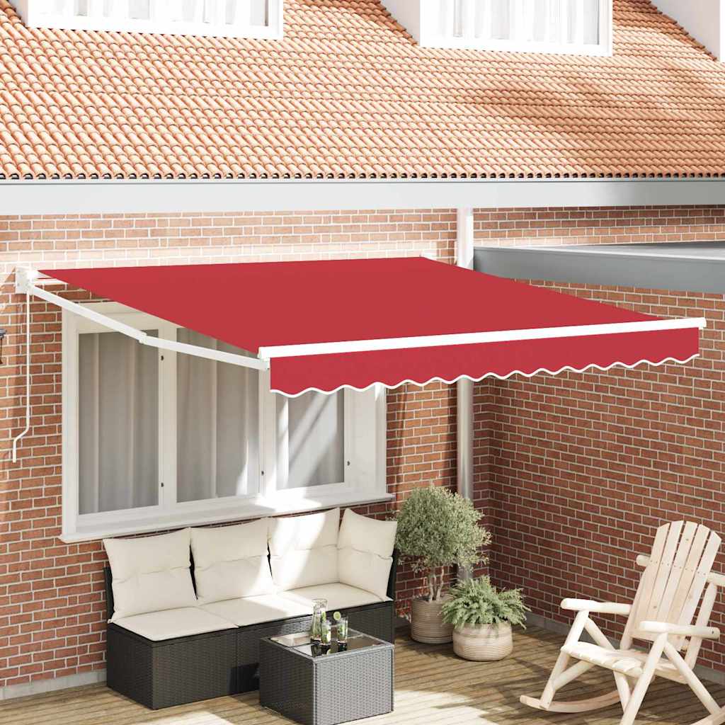 Skrovita tenda Crvena 350 x 250 cm Poliester i aluminij