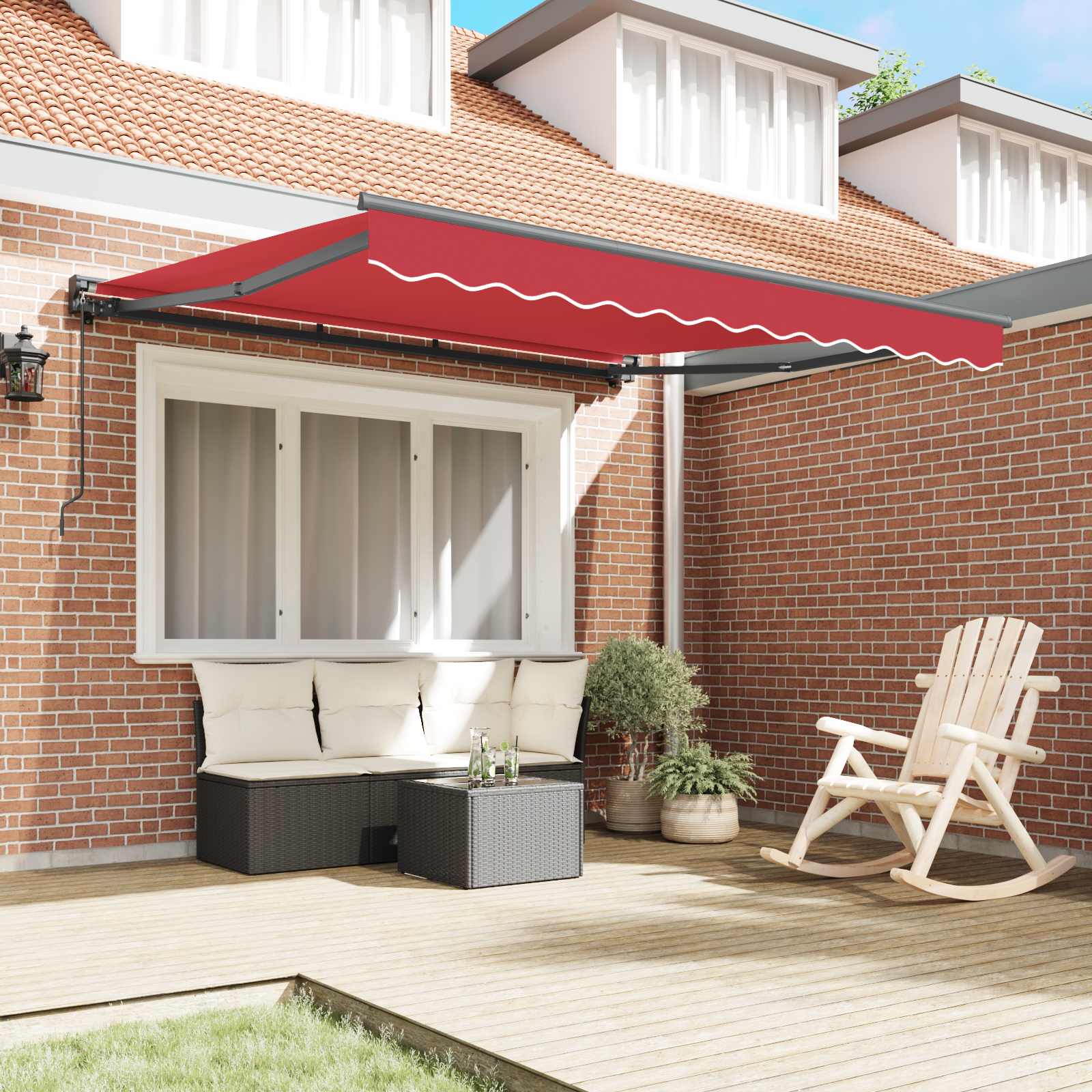 Okvir tende Crvena 350 x 250 cm Poliester s PU premazom