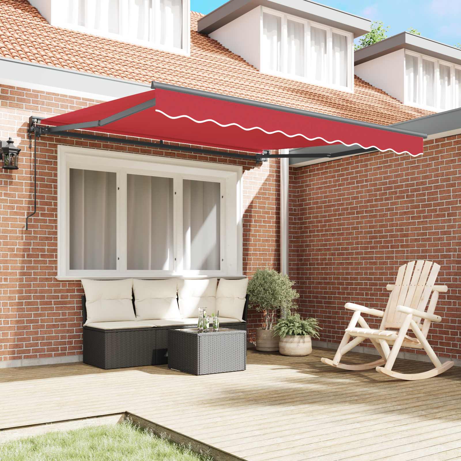 Okvir tende Crvena 350 x 250 cm Poliester s PU premazom