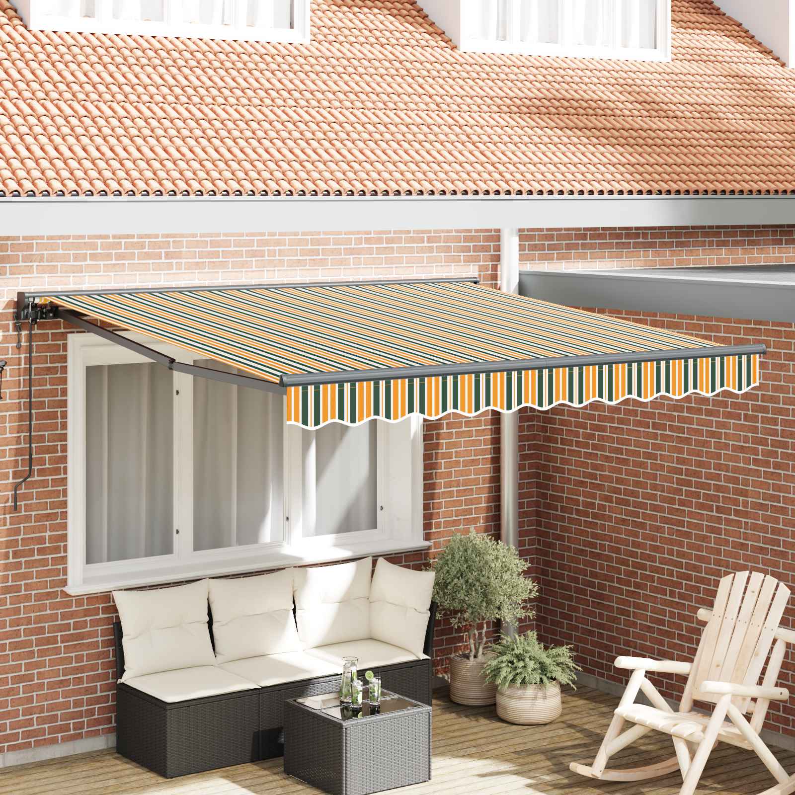 Okvir tende Zelena i žuta 350 x 250 cm Poliester s PU premazom