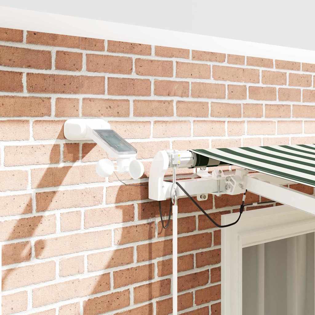 Skrovita tenda Zelena i bijela 350 x 250 cm Poliester i metal