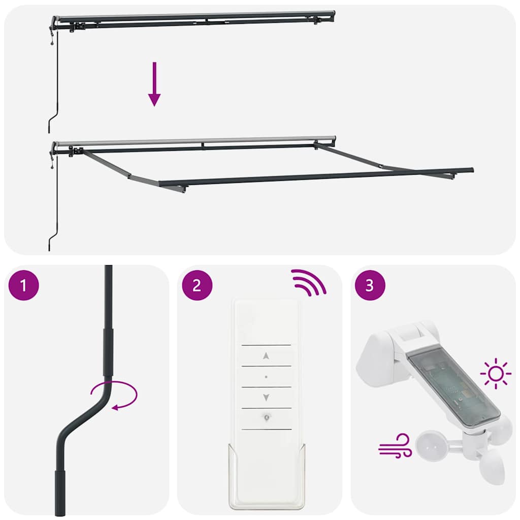 Skrovita tenda Zelena i bijela 350 x 250 cm Tkanina i Aluminij