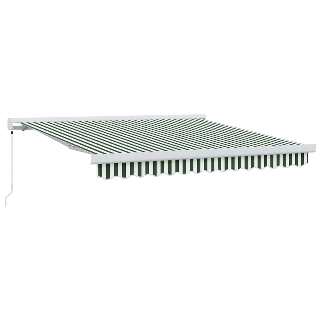 Skrovita tenda Zelena i bijela 350 x 250 cm Tkanina i Metal