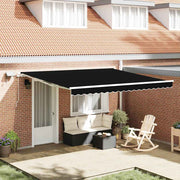 Skrovita tenda S LED lampica Crna 400 × 300 cm Tkanina i čelik