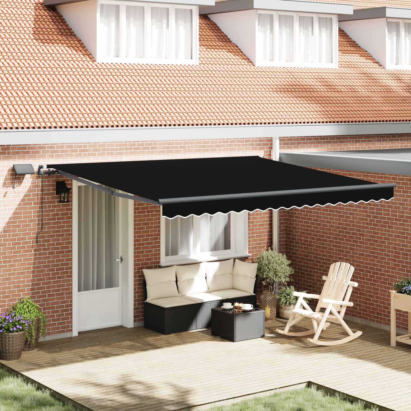 Skrovita tenda S LED lampica Crna 400 ×300 cm tkanina