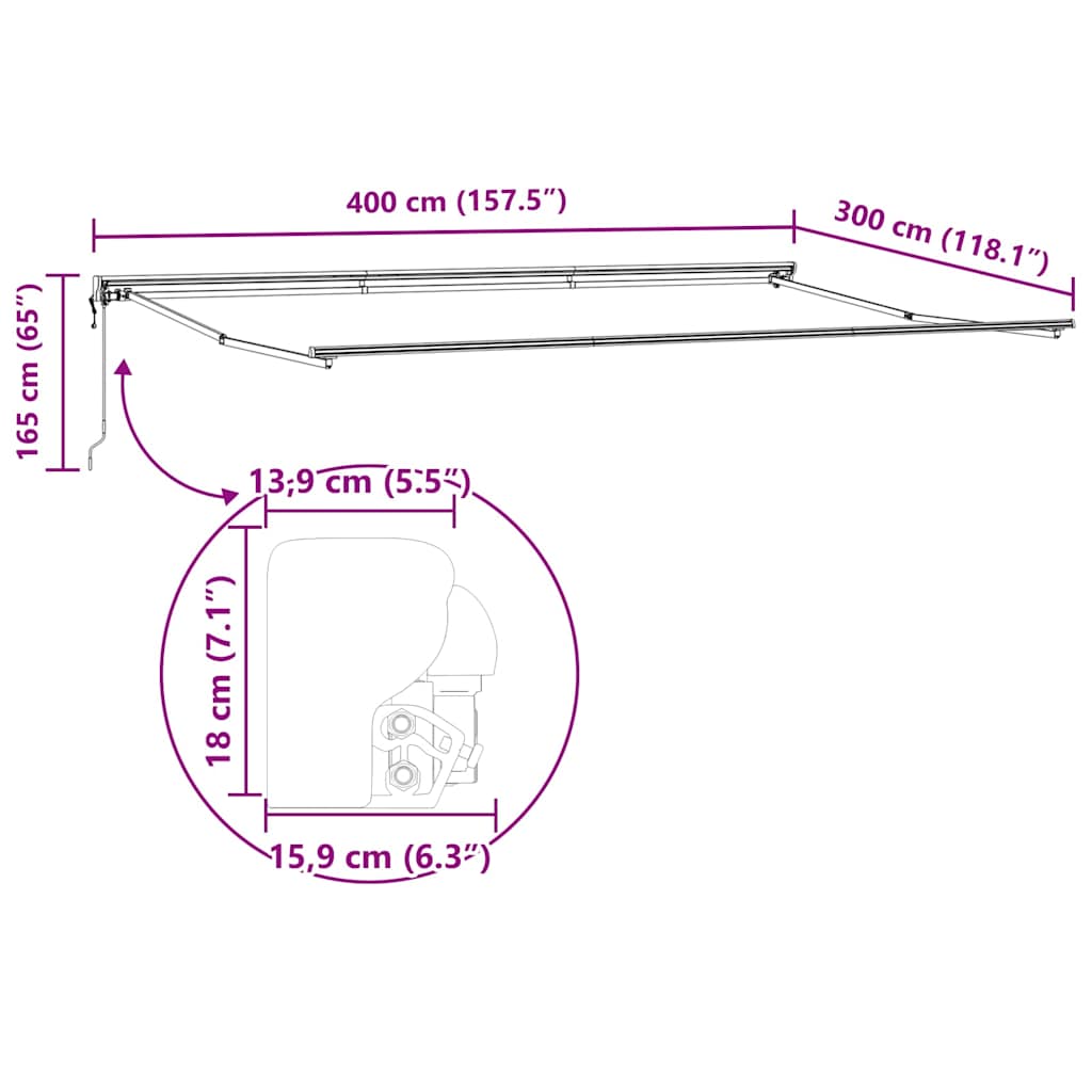 Okvir tende Crna 400 × 300 cm Poliester s PU premazom