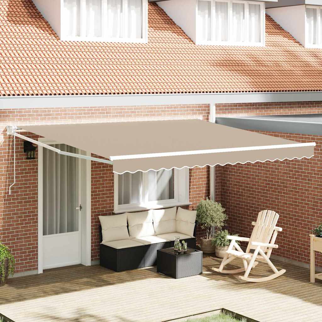 Skrovita tenda Bež 400 × 300 cm Poliester i aluminij