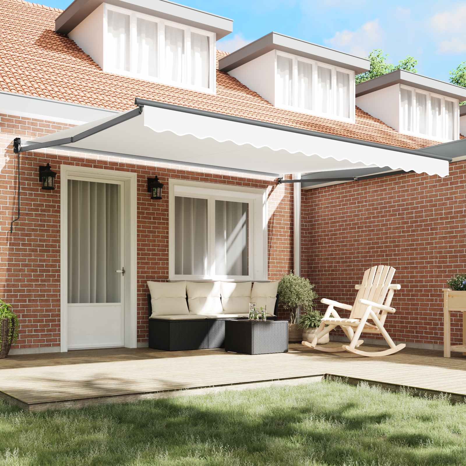 Povlačivi tende Bijela 400 × 300 cm 100% Poliester i Aluminij