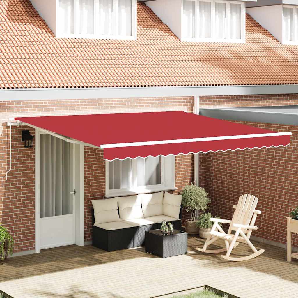 Skrovita tenda Crvena 400 × 300 cm Poliester i aluminij