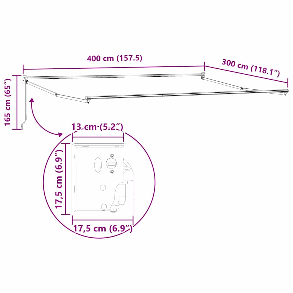 Skrovita tenda Zelena i bijela 400 × 300 cm